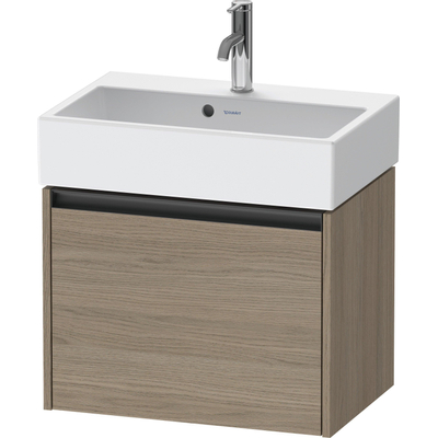 Duravit Ketho.2 Wastafelonderbouwkast - met 1 lade - 58.4x39x44cm - met greep antraciet - eiken terra mat