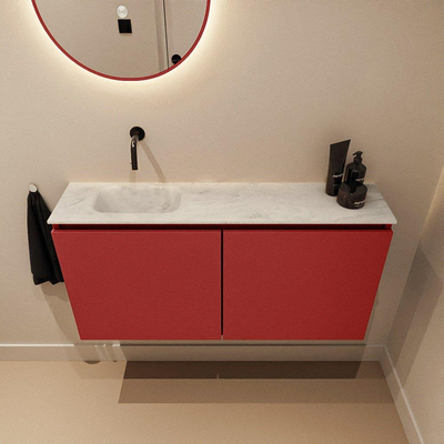 MONDIAZ TURE-DLUX 100cm toiletmeubel Fire. EDEN wastafel Opalo positie links. Zonder kraangat.