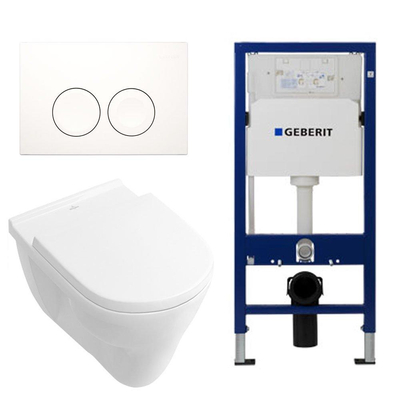 Villeroy & Boch O.novo Toiletset - vlakspoel - met basic zitting reservoir en Delta - 25 Knop - wit