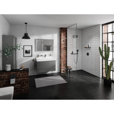 Hansgrohe Xevolos E Armoire haute - 176x40x37cm - 2 portes - façade dark oak - push to open - charnière à gauche - slate matt grey