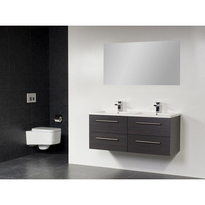Saniclass Bologna Meuble salle de bain avec miroir 120cm avec 4 tiroirs Black Wood