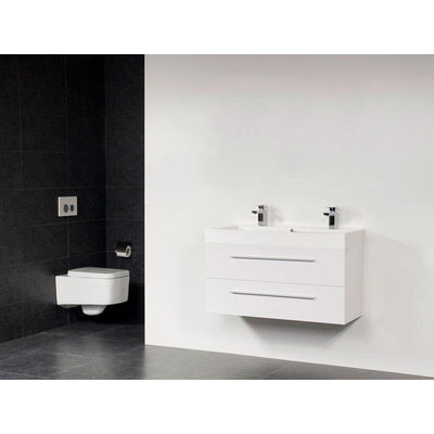 Saniclass Florence badmeubel 100x48.5cm 2 kraangaten hoogglans wit