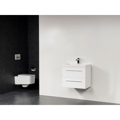 BRAUER XXS meuble 80cm polybéton Blanc 1 trou pour robinetterie