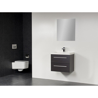 BRAUER XXS Meuble avec miroir 60x38cm polybéton 1 trou pour robinetterie Black Wood