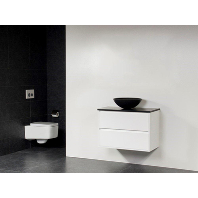 Saniclass New Future Corestone13 meuble sans miroir 80cm Blanc brillant avec vasque à poser Noir