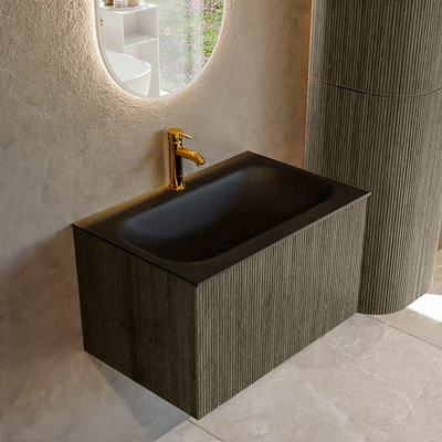 Mondiaz KURVE Badkamermeubelset - 70x46x40cm - 1 lade - wastafel solid surface - midden - 1 kraangat - Shadow