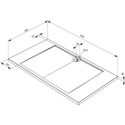 Allibert Slim douchebak 160x90cm rechthoek afvoer midden Wit