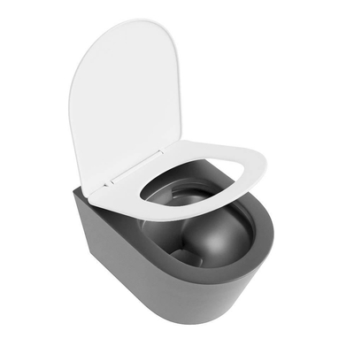 Mondiaz LAVIE WC suspendu – sans bride – 36 x 53 cm – avec abattant softclose – Dark grey (gris), abattant Talc (blanc)