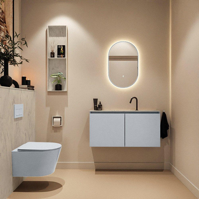 MONDIAZ TURE-DLUX 100cm toiletmeubel Clay. EDEN wastafel Opalo positie midden. Met 1 kraangat.
