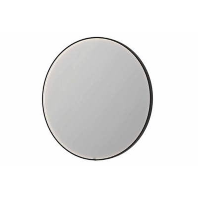 INK SP24 miroir - 120x4x120cm rond dans cadre en acier incl dir LED - chauffage - changement de couleur - dimmable et interrupteur - métal brossé noir