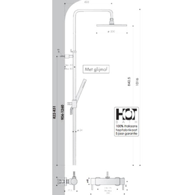 Hotbath SDS 1 set de douche de pluie thermostatique Buddy chrome 3 jets douchette et douche de tête 30cm