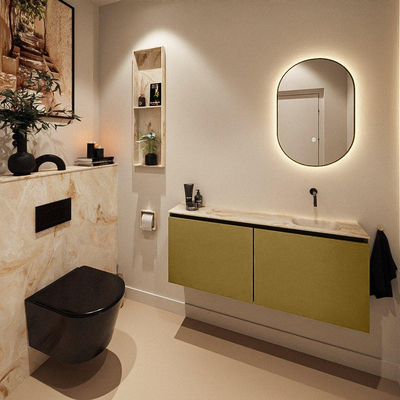 MONDIAZ TURE-DLUX Meuble WC 120 cm Oro. EDEN lavabo Frappe position droite. Sans trou de robinet.