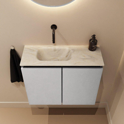 MONDIAZ TURE-DLUX Meuble WC 60 cm Plata. Lavabo EDEN Ostra position gauche. Sans trou de robinet.
