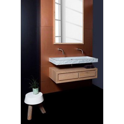 Forzalaqua Palermo lavabo 80,5x51,5x9cm Rectangulaire 2 trous de robinet Pierre naturelle Carrare poli & taillé