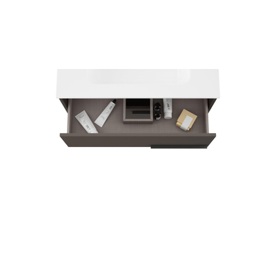 Saniclass Prime Essential Meuble sous lavabo - 60x55x46cm - 2 tiroirs - Poignée standard - MDF - taupe