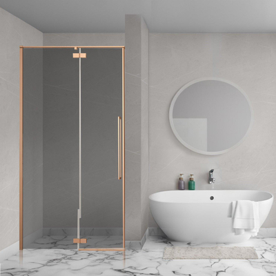 Aqua Vista Oria Linea nisdeur - 140x200cm - incl. montageset - rookglas - geborsteld koper