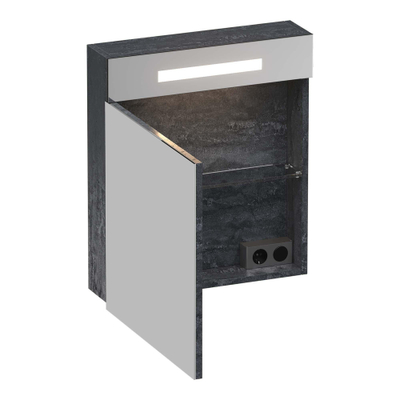 BRAUER 2.0 Armoire de toilette 59x15x70cm avec éclairage intégré avec 1 porte miroir gauche MFC Metal