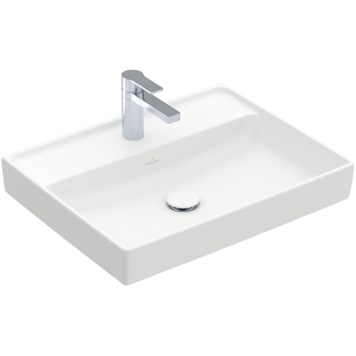 Villeroy & Boch Collaro wastafel - 60x47cm - zonder overloop - 1 kraangat CeramicPlus - Stone White (mat wit)