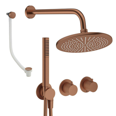Crosswater MPRO Module inbouw regendoucheset – Ø30 cm hoofddouche – 30 cm gebogen wandarm – 2 hendels – brons geborsteld