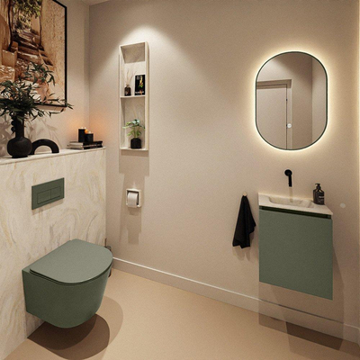 MONDIAZ TURE-DLUX 40cm toiletmeubel Army. EDEN wastafel Ostra positie midden. Zonder kraangat.