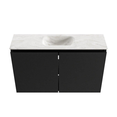 MONDIAZ TURE-DLUX 80cm toiletmeubel Urban. EDEN wastafel Ostra positie midden. Zonder kraangat.