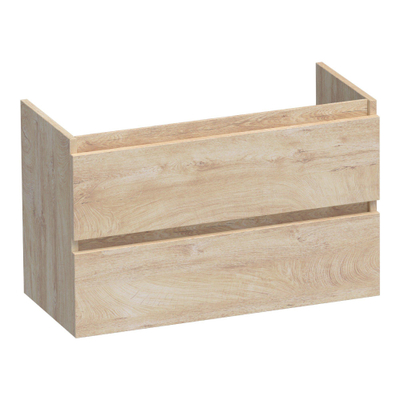 BRAUER Joy wastafelonderkast ondiep - 80x39x50cm - 2 softclose lades - greeploos - 1 sifon uitsparing - Forest Wheat
