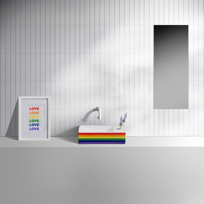 Clou Flush 3 fontaine - 36x18x9cm - céramique - 1 trou de robinet à droite - finition arc-en-ciel brillante (multicolore)