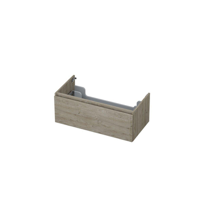 INK Meuble sous-lavabo - 90x45x35cm - 1 tiroir - sans poignée - avec baguette de bois - MFC - chêne grège