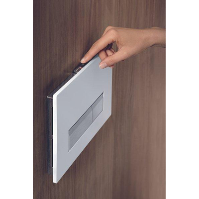 Geberit Sigma40 bedieningplaat, 2-toets spoeling frontbediening voor toilet 26.6x18.2cm wit glas / aluminium OUTLETSTORE