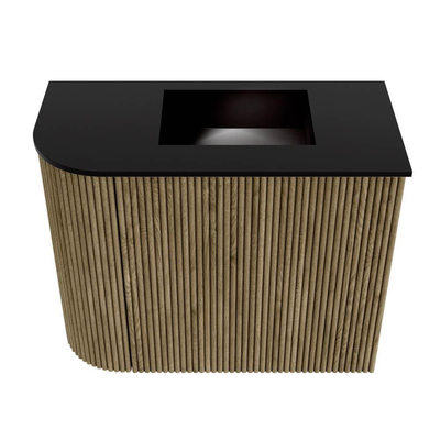 Mondiaz JOYA 51.6cm meuble de toilette - arrondi gauche couleur Dusk - Lavabo FAYE position Droite Sans trou de robinet couleur Urban.