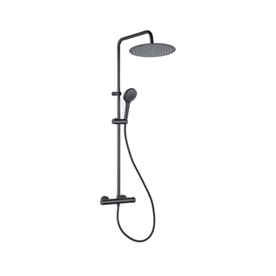 Adema sparkle 2.0 ensemble de douche à effet pluie avec thermostat douche de tête 30cm douchette à main 3 positions noir 110cm