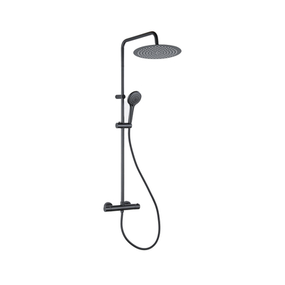 Adema Sparkle 2.0 regendoucheset – thermostatisch – Ø30 cm hoofddouche – 3-standen handdouche – glijstang 110 cm – zwart mat