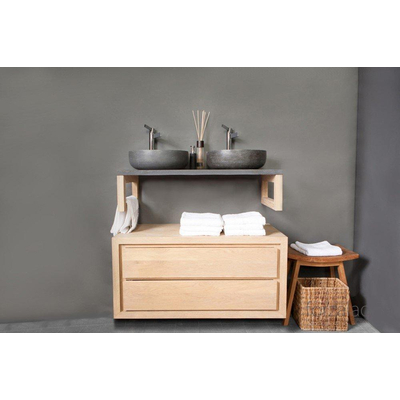 Forzalaqua Verona vasque à poser 40x40x12cm Ronde Pierre naturelle Pierre bleue adoucie