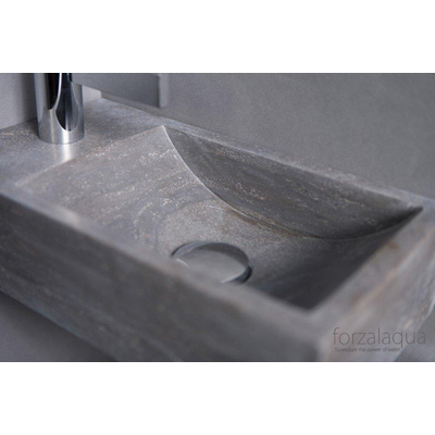 Forzalaqua Venetia lave-mains 40x22x10cm vasque à droite 1 trou de robinet à gauche Pierre naturelle Pierre bleue adoucie