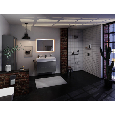 Hansgrohe Xevolos E Armoire haute - 176x40x37cm - 2 portes - façade metallic slate grey - push to open - charnière à droite - slate matt grey