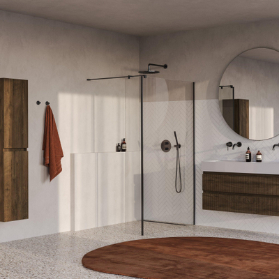 BRAUER Oblivion Inloopdouche - 110x200cm - 40cm zijwand - glascoating - helder glas - geborsteld gunmetal PVD