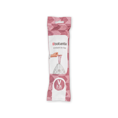 Brabantia PerfectFit Sacs poubelle - fermeture à cordon - code V - 2-3L - 20 pièces