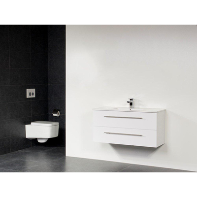 Saniclass Smallline meuble 60x38cm céramique blanc brillant 1 trou pour robinetterie