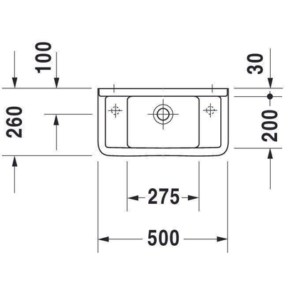 Duravit Starck 3 Lave mains 50x26cm avec trou pour robinetterie perçable droite et gauche Blanc