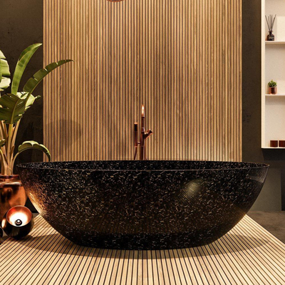 Mondiaz FLOAT CARBON FIBRE baignoire îlot - 170x80cm - flocons de fibre de carbone