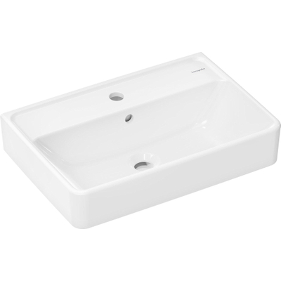 Hansgrohe Xanuia Q Wastafel/Fontein - 55x37cm - inbouw - 1 kraangat - met overloop - compact - glans wit