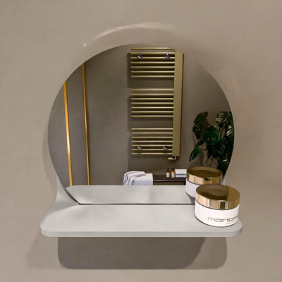 Mondiaz SPOT Miroir de salle de bains - rond 30cm - tablette miroir - couleur Linen