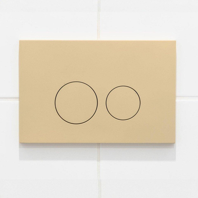 QeramiQ Dely Swirl Ensemble WC - 36.3x51.7cm - réservoir encastré Geberit UP320 - avec cadre Burda - abattant 35mm - plaque de commande beige - boutons ronds - blanc mat