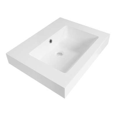 BRAUER Solar Thick lavabo 60x46x10cm - 1 lavabo - 0 trous de robinet - marbre minéral - blanc satiné