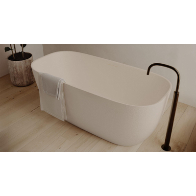 Ideavit Archtec Baignoire îlot - 170x80x63cm - texture rocheuse - trop-plein - pieds réglables - crème beige