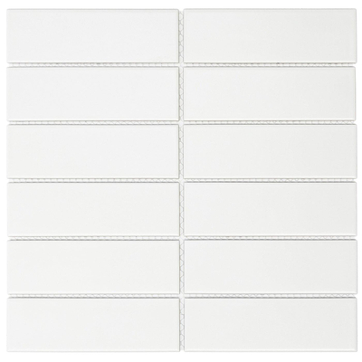 The Mosaic Factory Barcelona mozaïektegel - 29.1x29.7cm - wand en vloertegel - Rechthoek - Porselein White Mat - RESTPARTIJ 1,72m2 -OUTLET UDEN