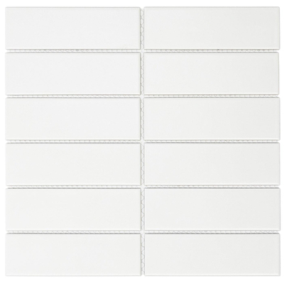 The Mosaic Factory Barcelona mozaïektegel - 29.1x29.7cm - wand en vloertegel - Rechthoek - Porselein White Mat