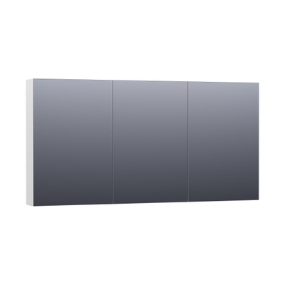 BRAUER Impress Deluxe armoire de toilette - 140x70x15cm - éclairage interne et externe - 3 portes miroir double face - brillant blanc