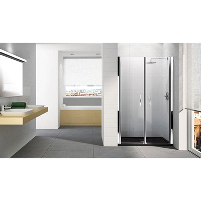 Novellini Young 2.0 2B porte pivotante 2 pièces pour niche 87/91x200cm chrome/transparente