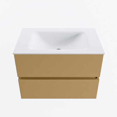 Mondiaz VICA ensemble de meuble de salle de bain - 70cm - meuble sous-vasque oro - 2 tiroirs - lavabo cloud milieu - 1 trou de robinet - version haute de 60cm - talc